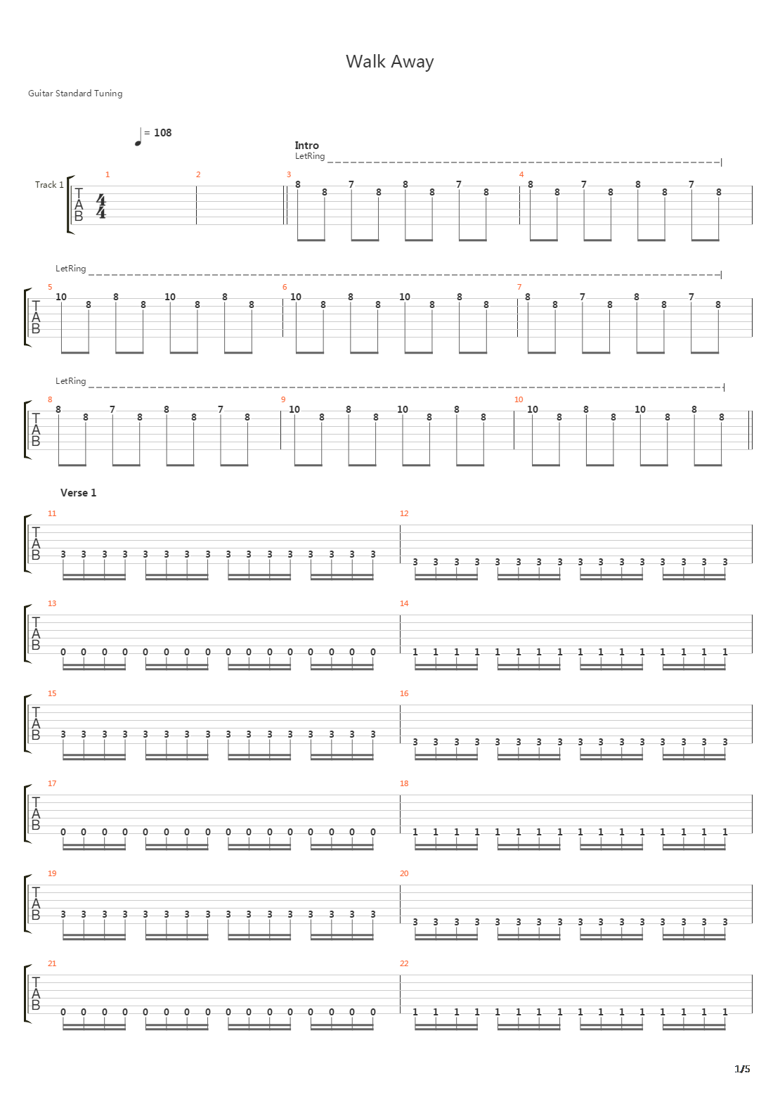 Walk Away吉他谱