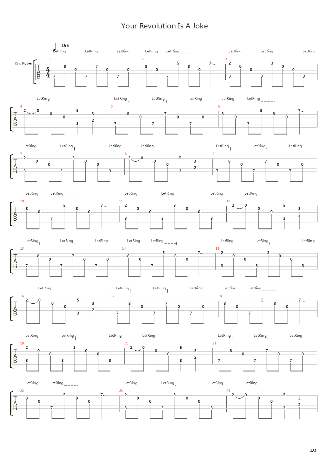 Your Revolution Is A Joke吉他谱