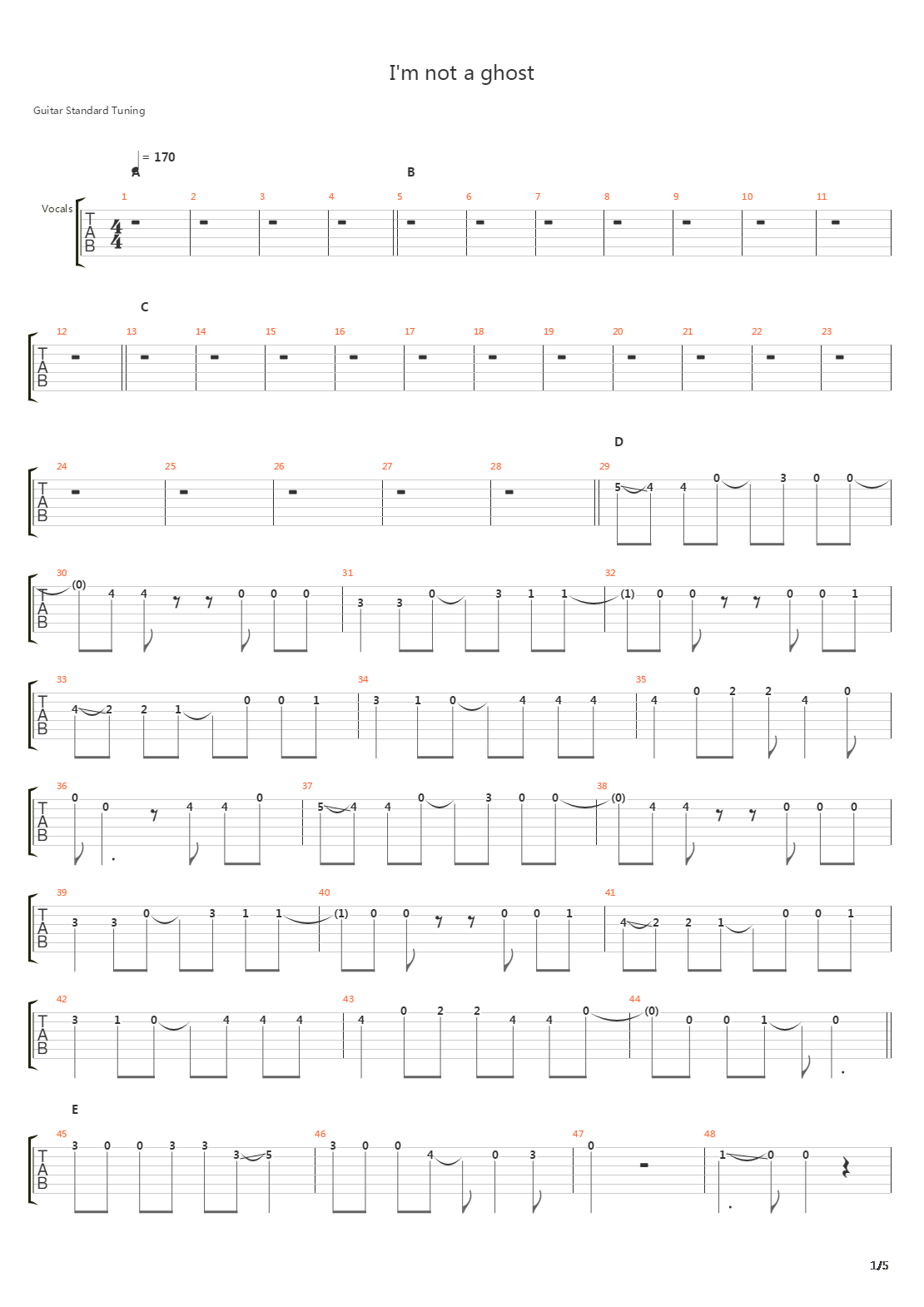 Im Not A Ghost吉他谱
