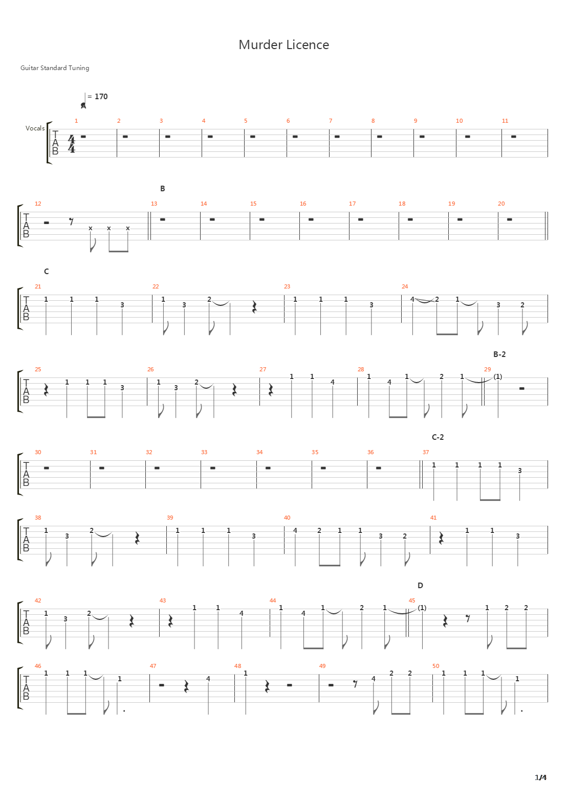 Murder Licence吉他谱