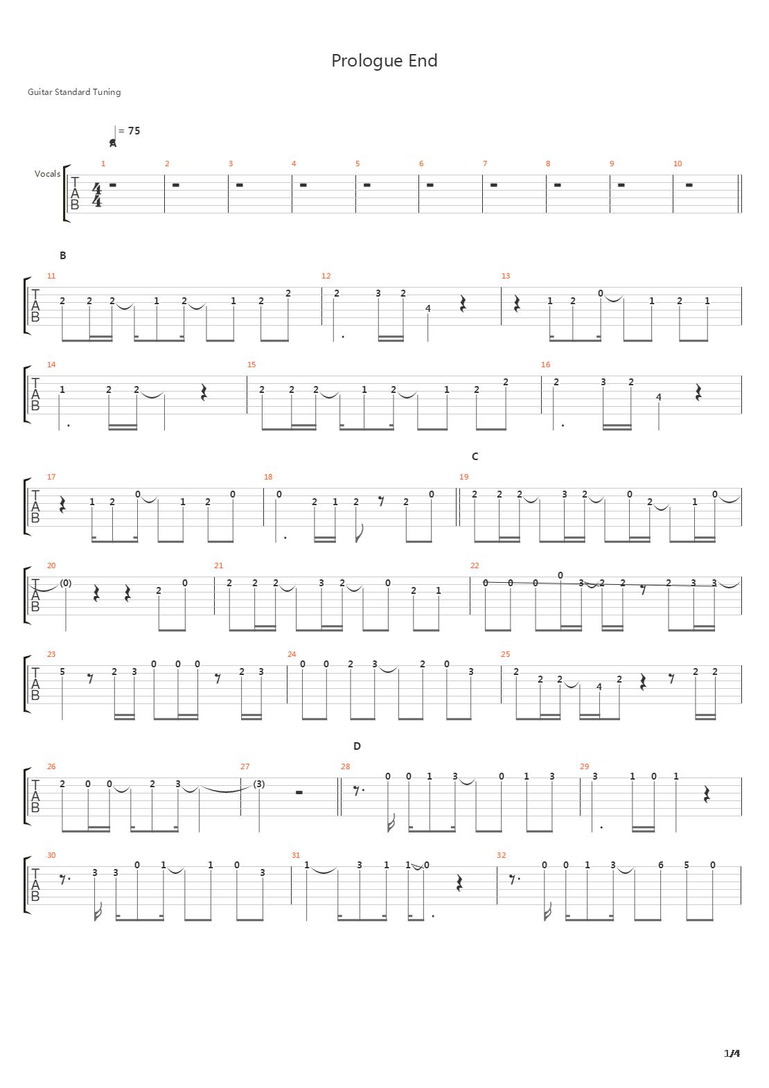 Prologue End吉他谱