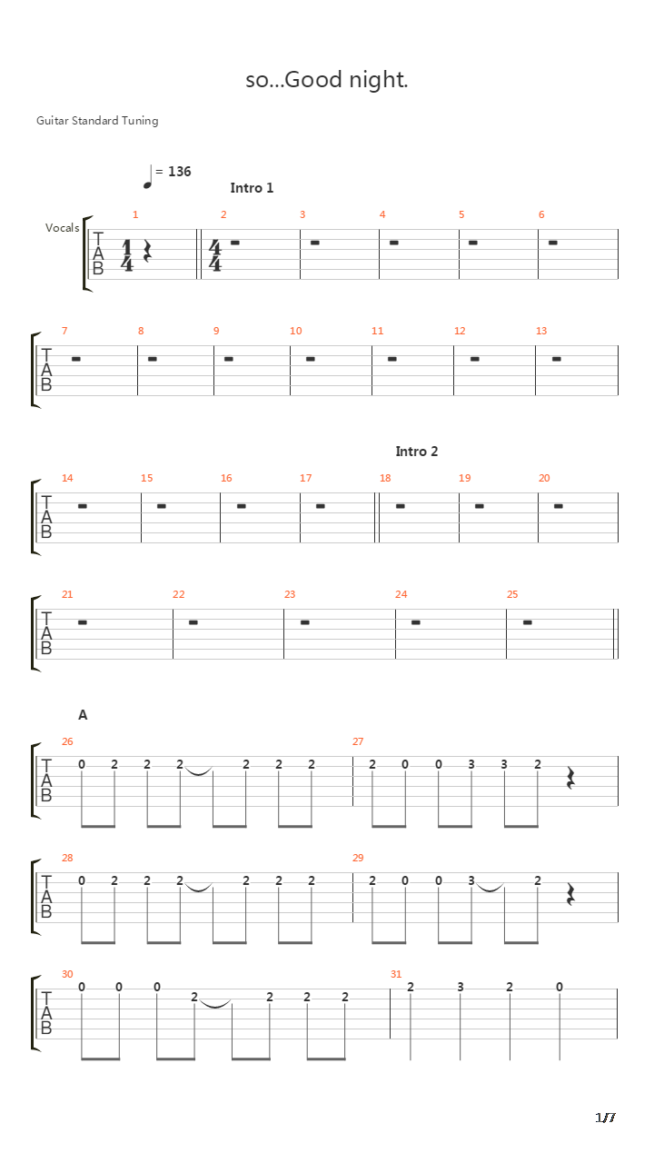 So Good Night吉他谱