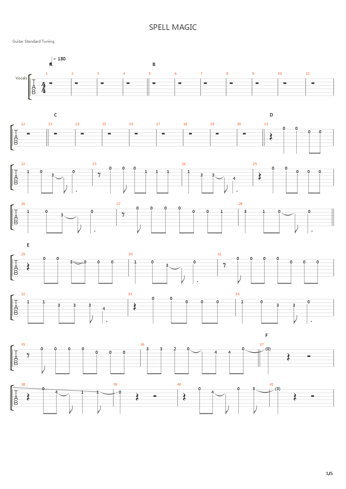 Spell Magic吉他谱