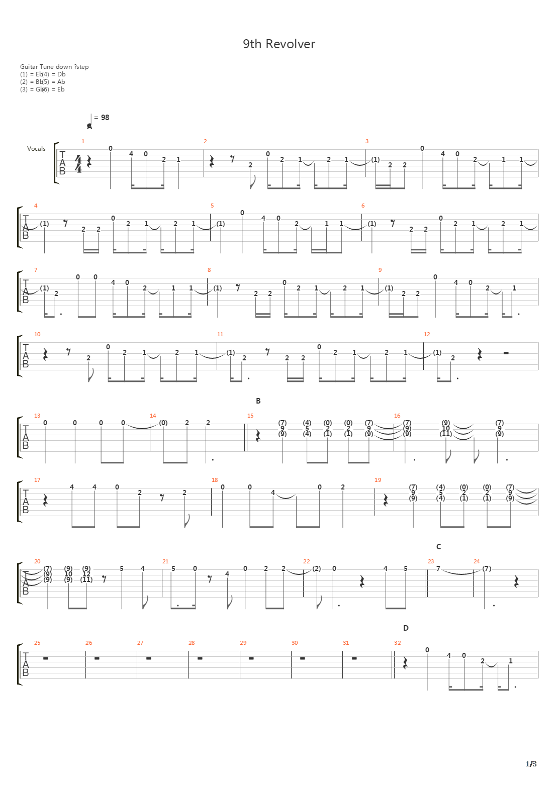 9th Revolver吉他谱