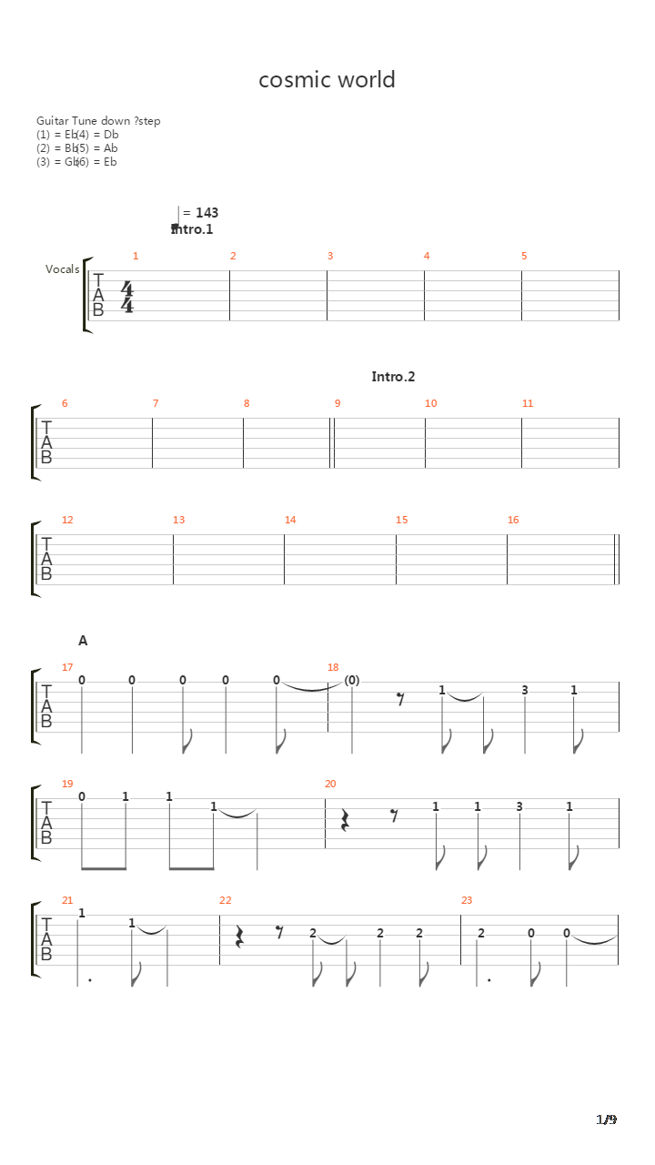 Cosmic World吉他谱