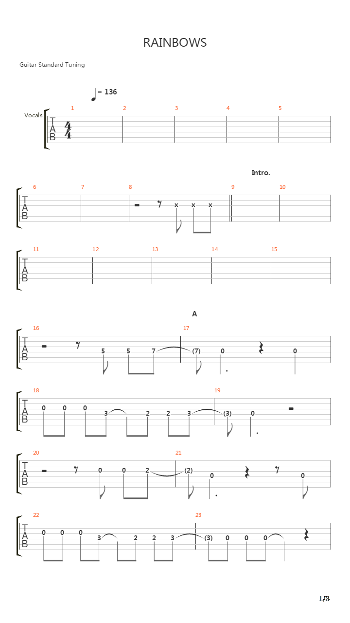Rainbows吉他谱
