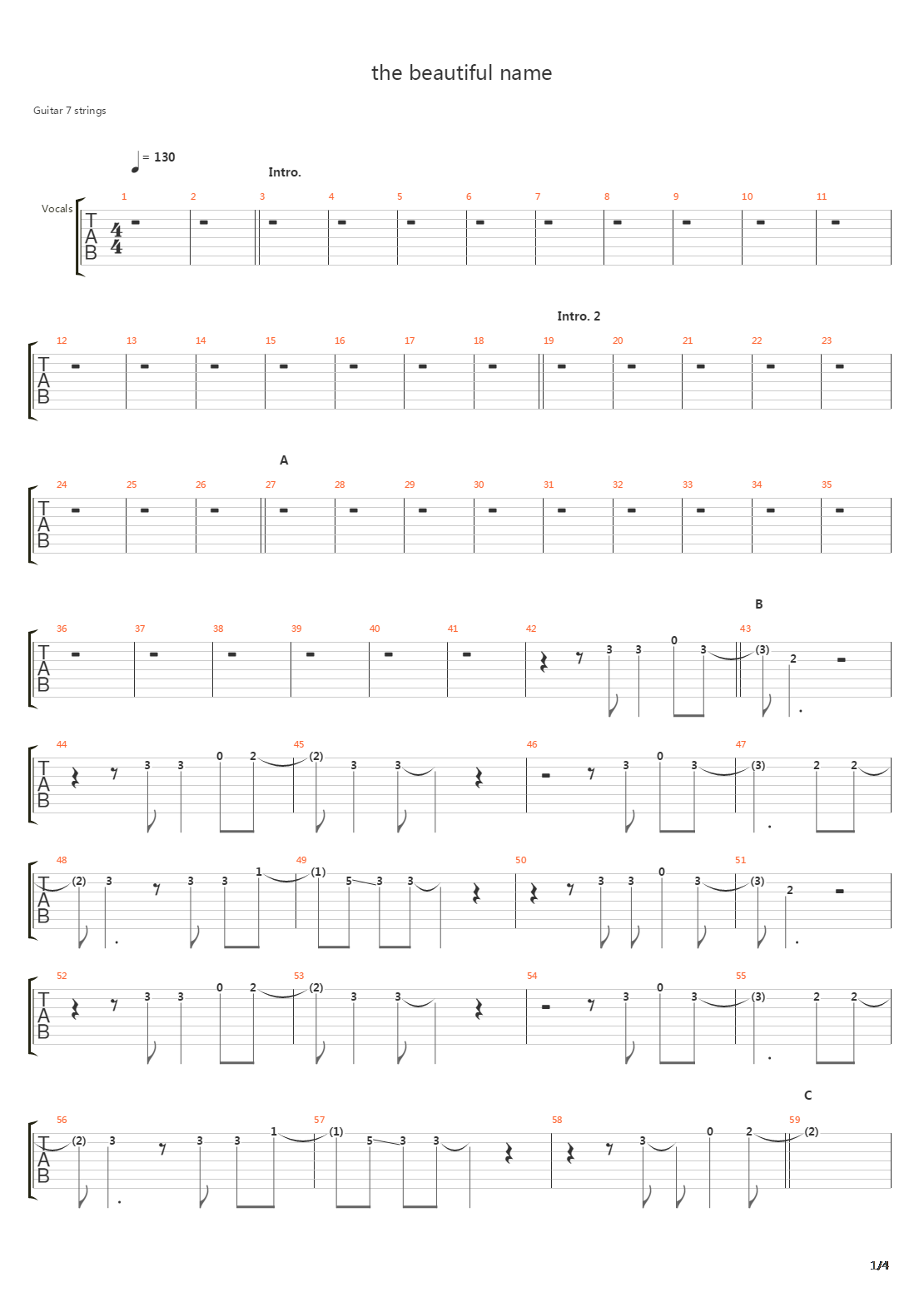 The Beautiful Name吉他谱
