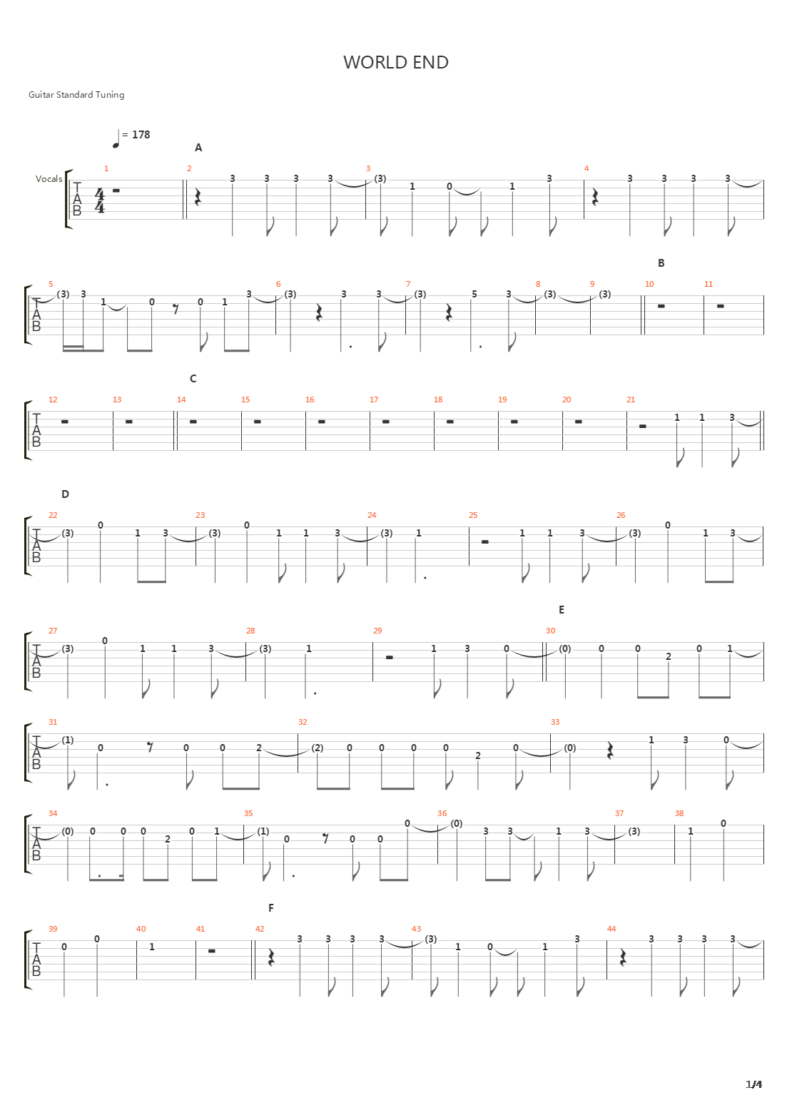 World End吉他谱