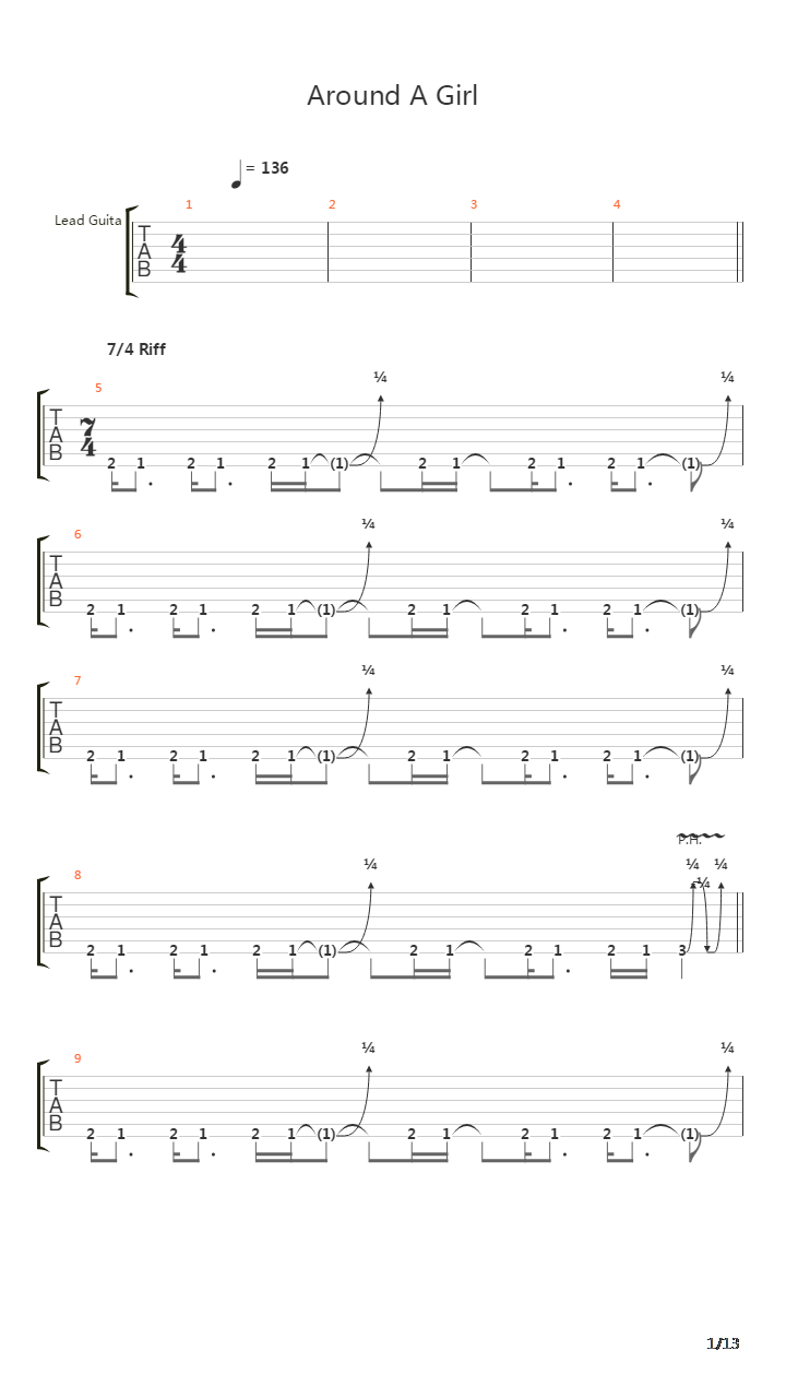 Around A Girl吉他谱