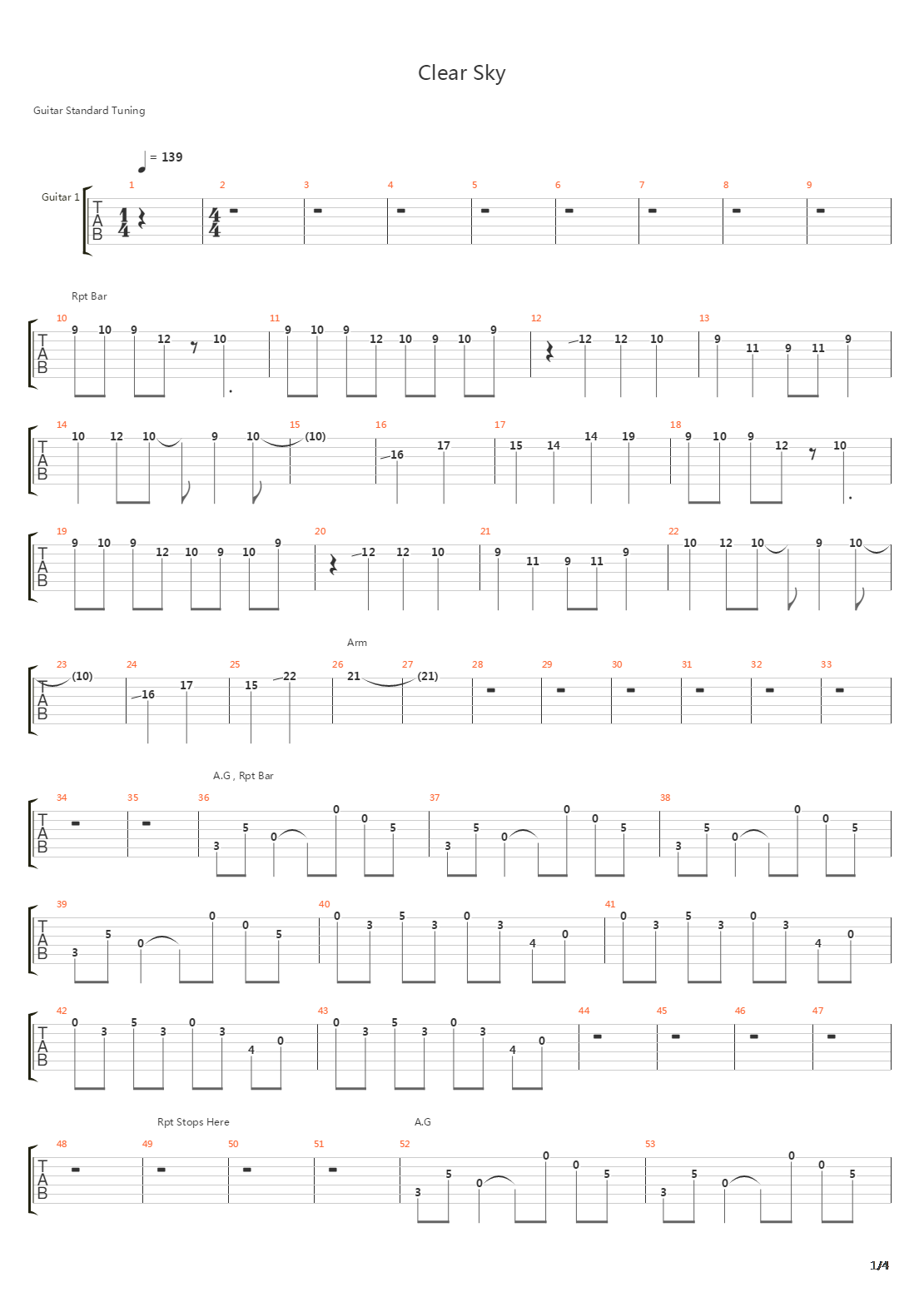 Clear Sky吉他谱