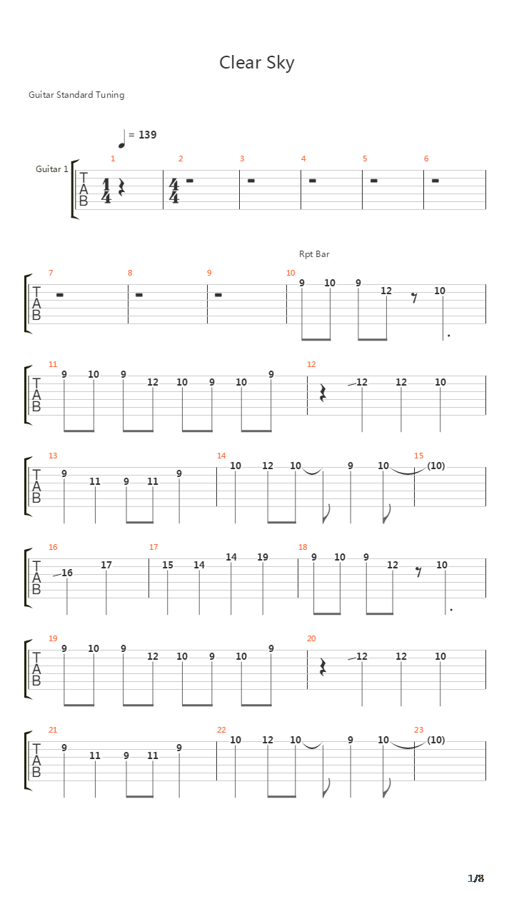 Clear Sky吉他谱