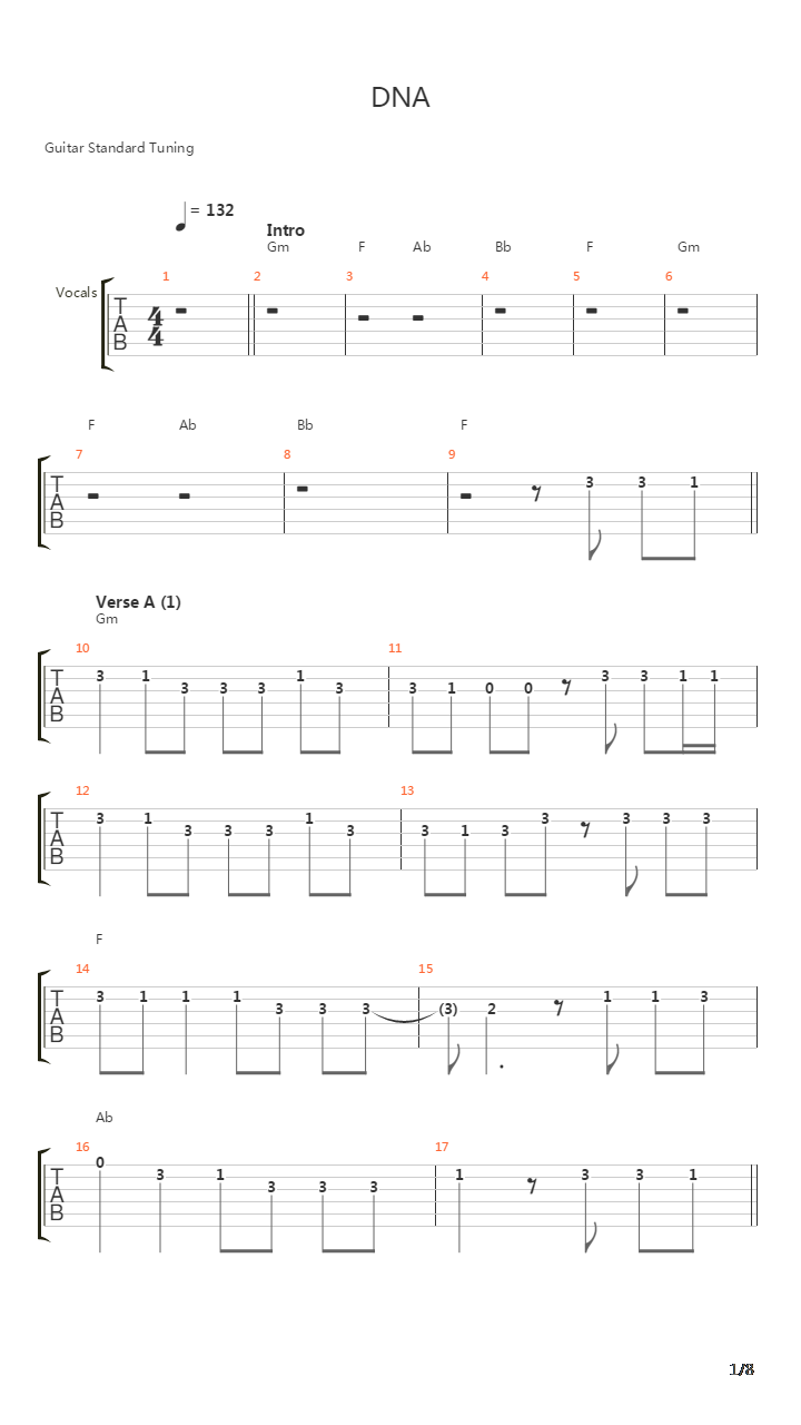 Dna Dramatic Neo Anniversary吉他谱