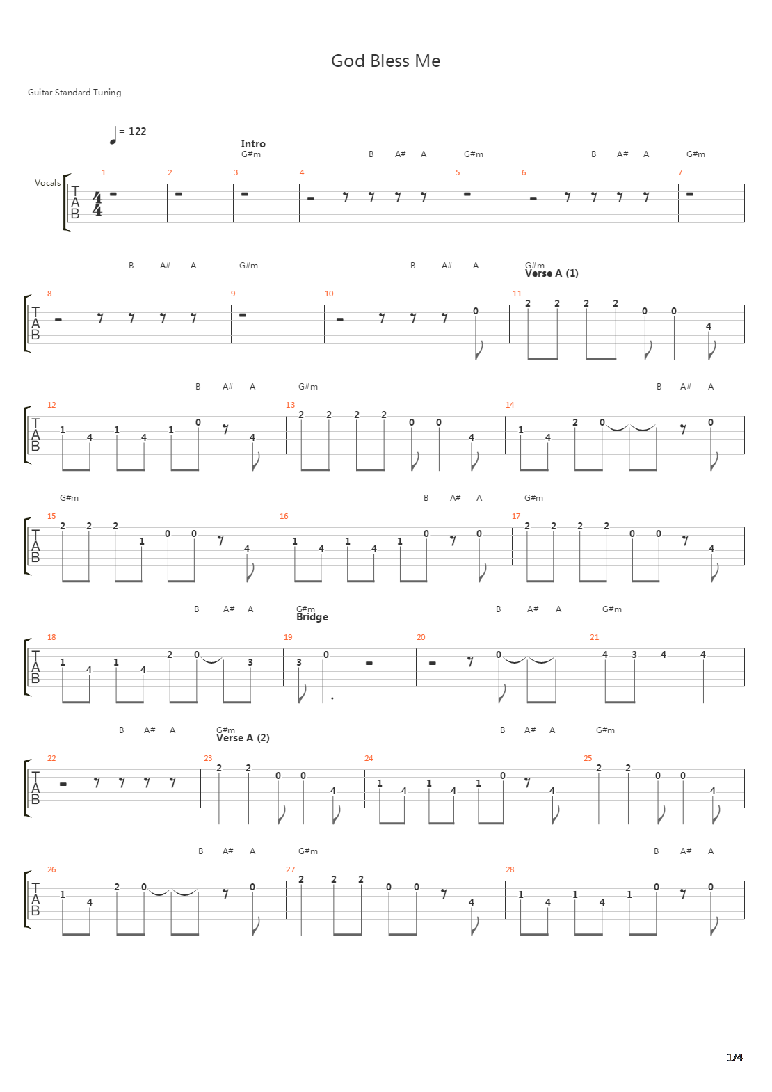 God Bless Me吉他谱