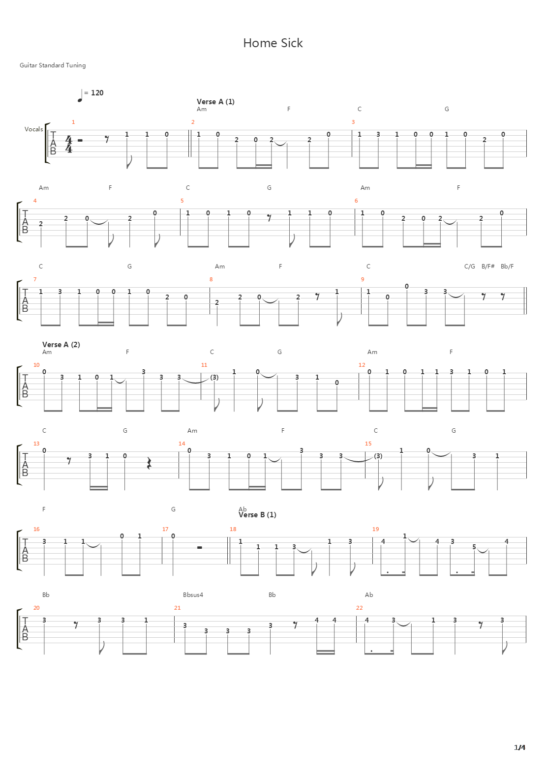 Home Sick吉他谱