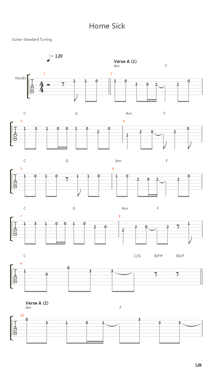 Home Sick吉他谱