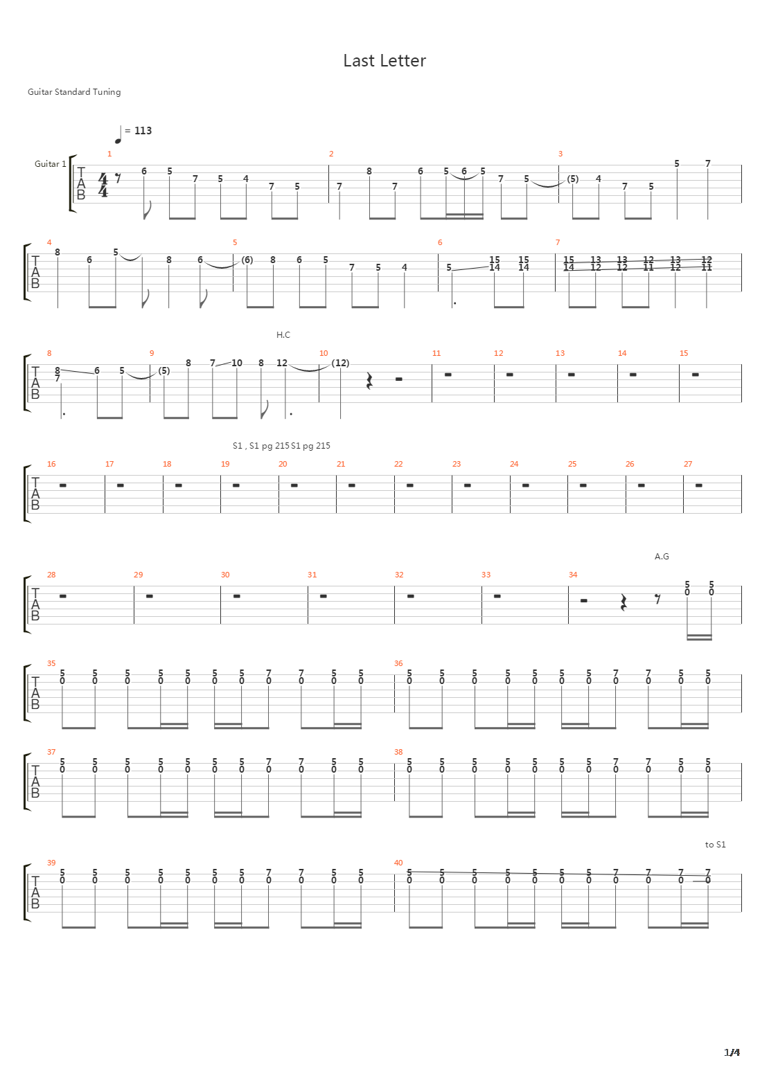 Last Letter吉他谱