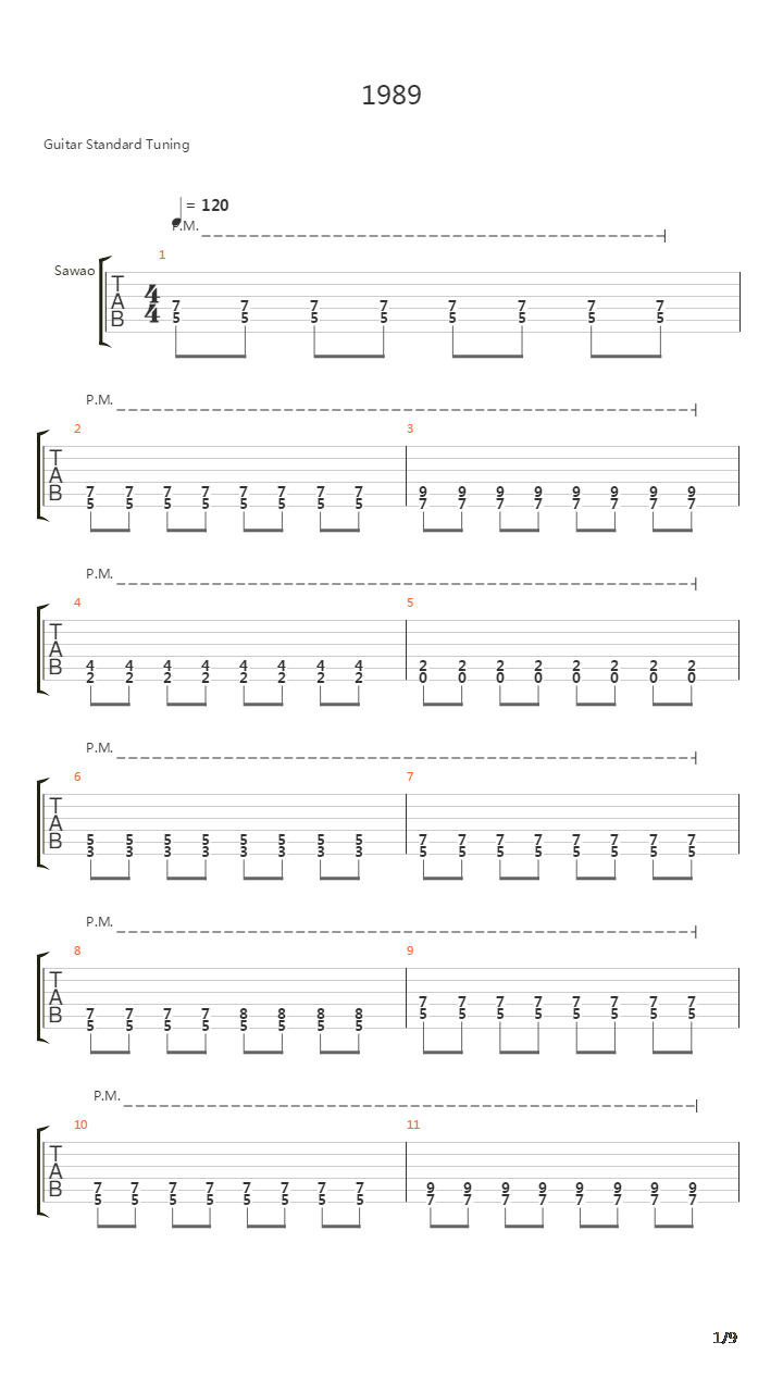 1989吉他谱