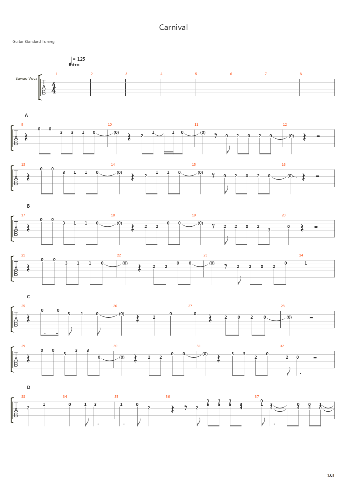 Carnival吉他谱