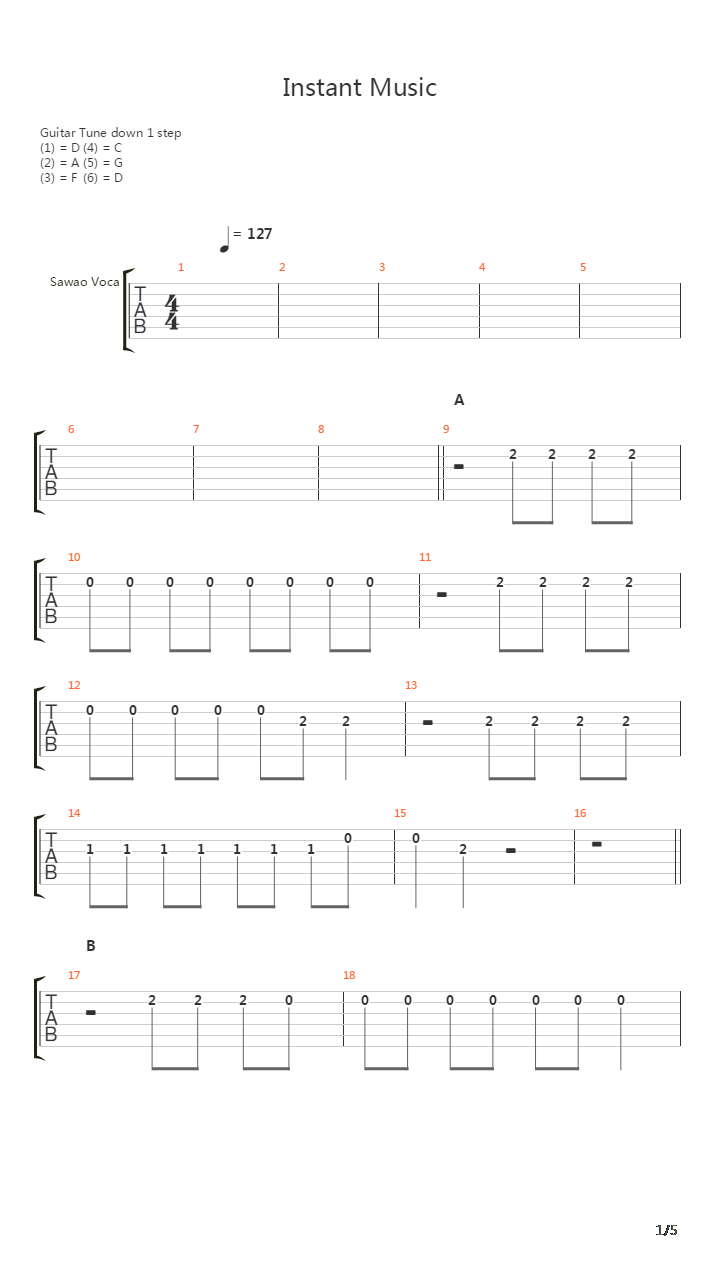 Instant Music吉他谱