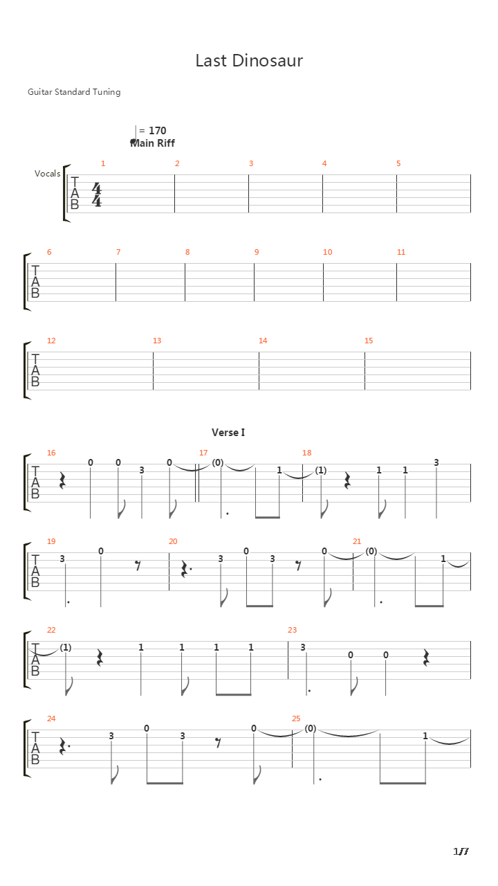 Last Dinosaur吉他谱