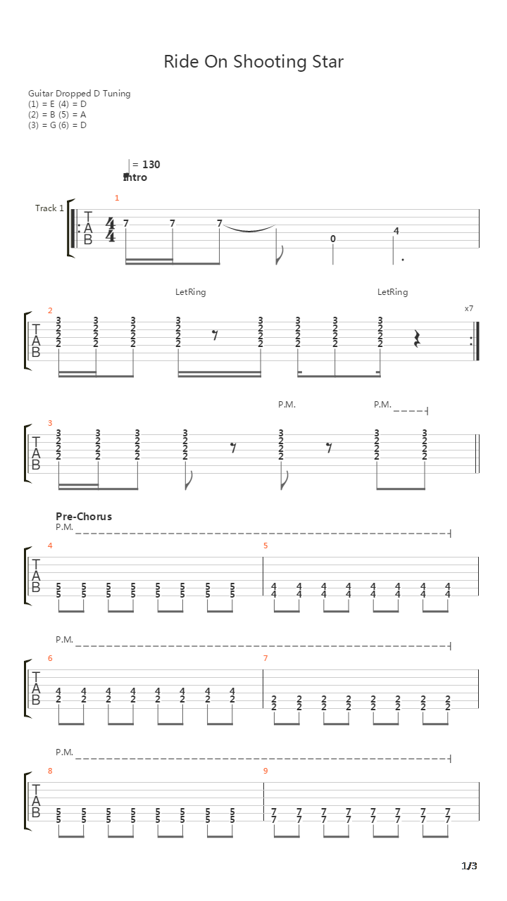 Ride On Shooting Star吉他谱
