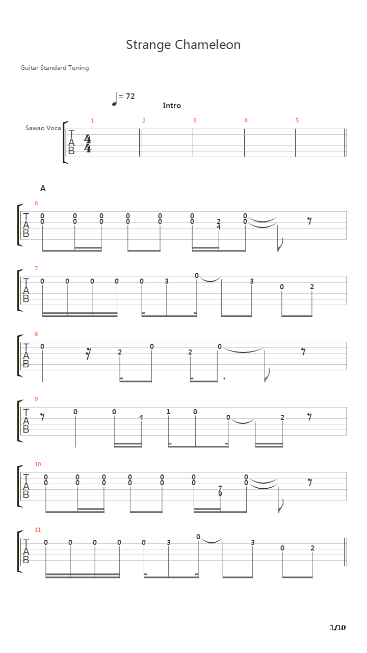 Strange Chameleon吉他谱