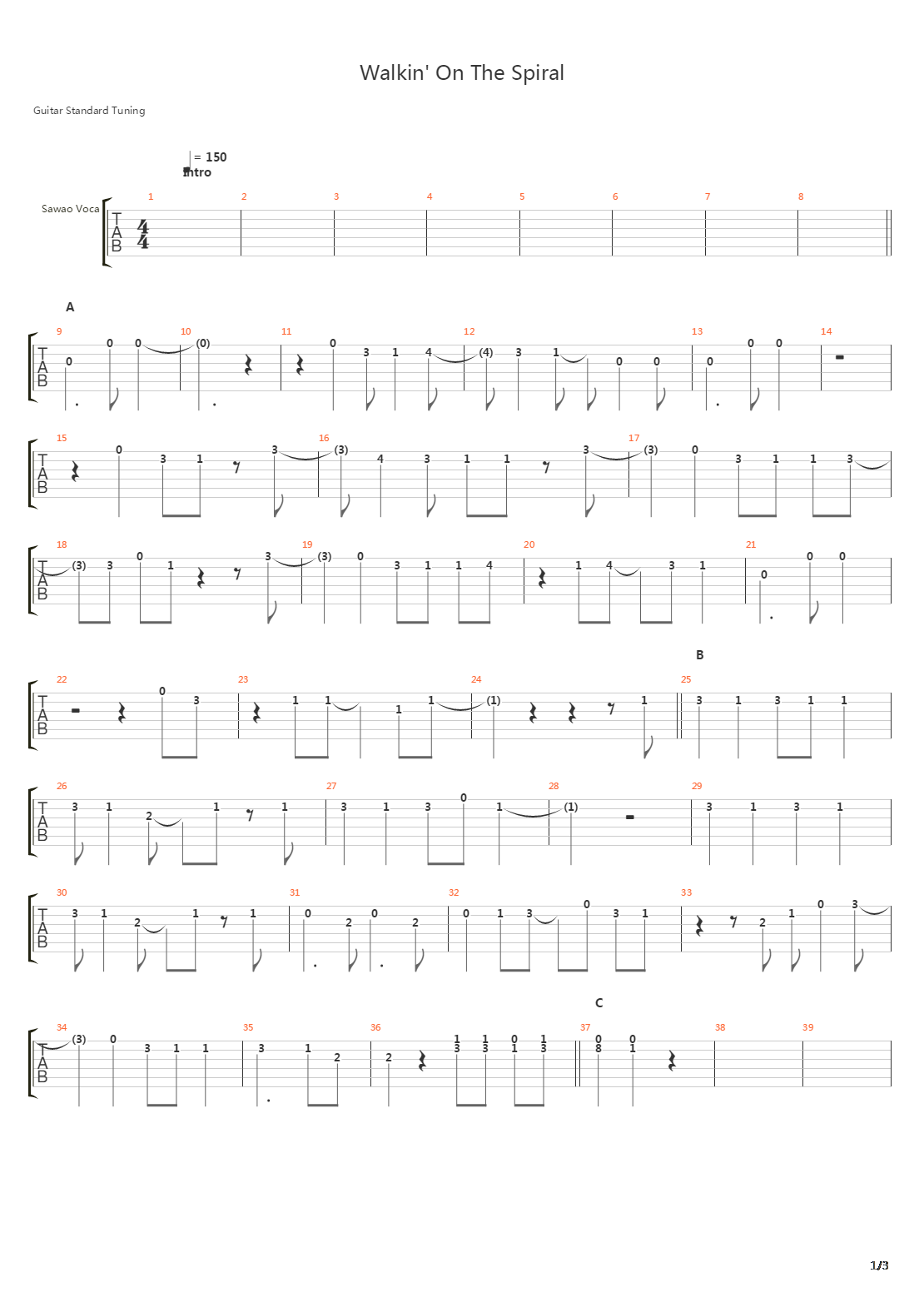Walkin On The Spiral吉他谱