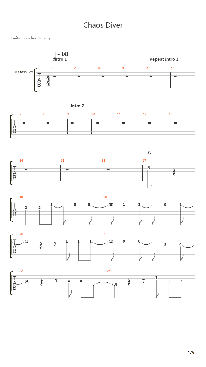 Chaos Diver吉他谱