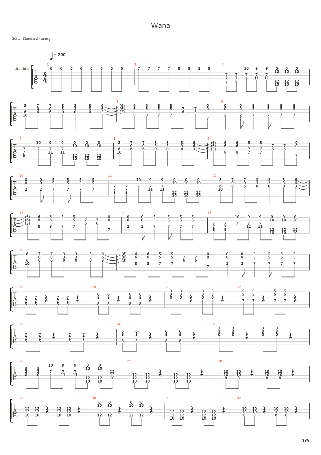 Wana吉他谱