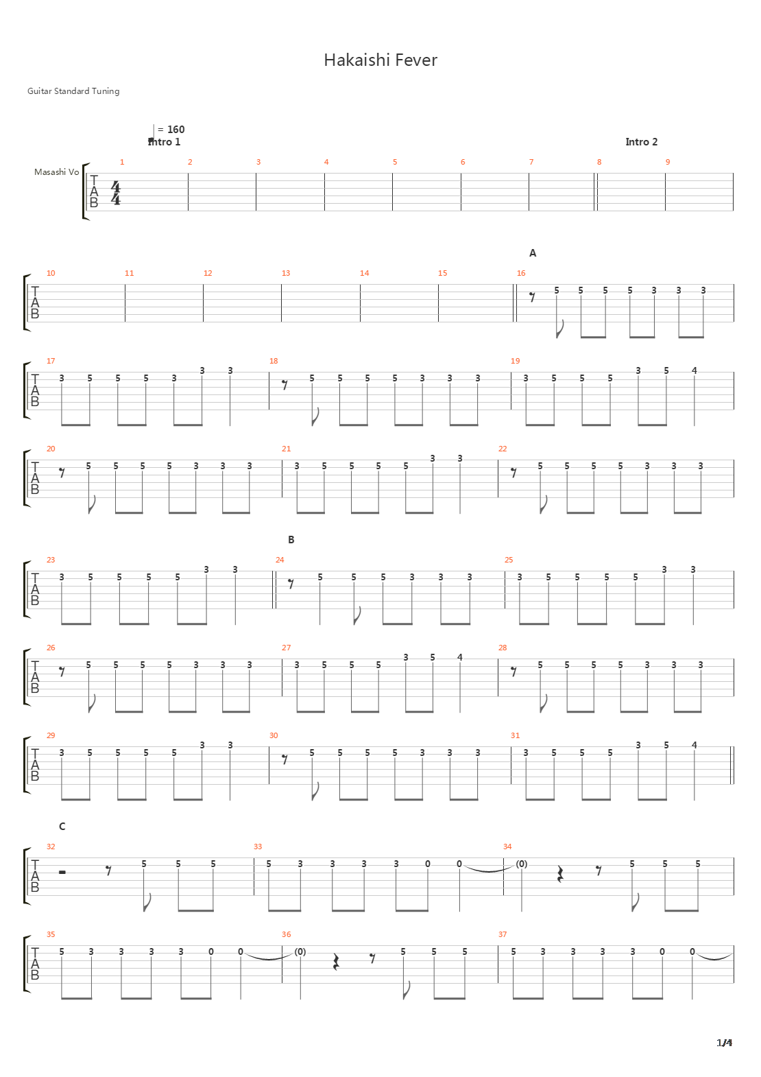 墓石フィーバー(Hakaishi Fever)吉他谱