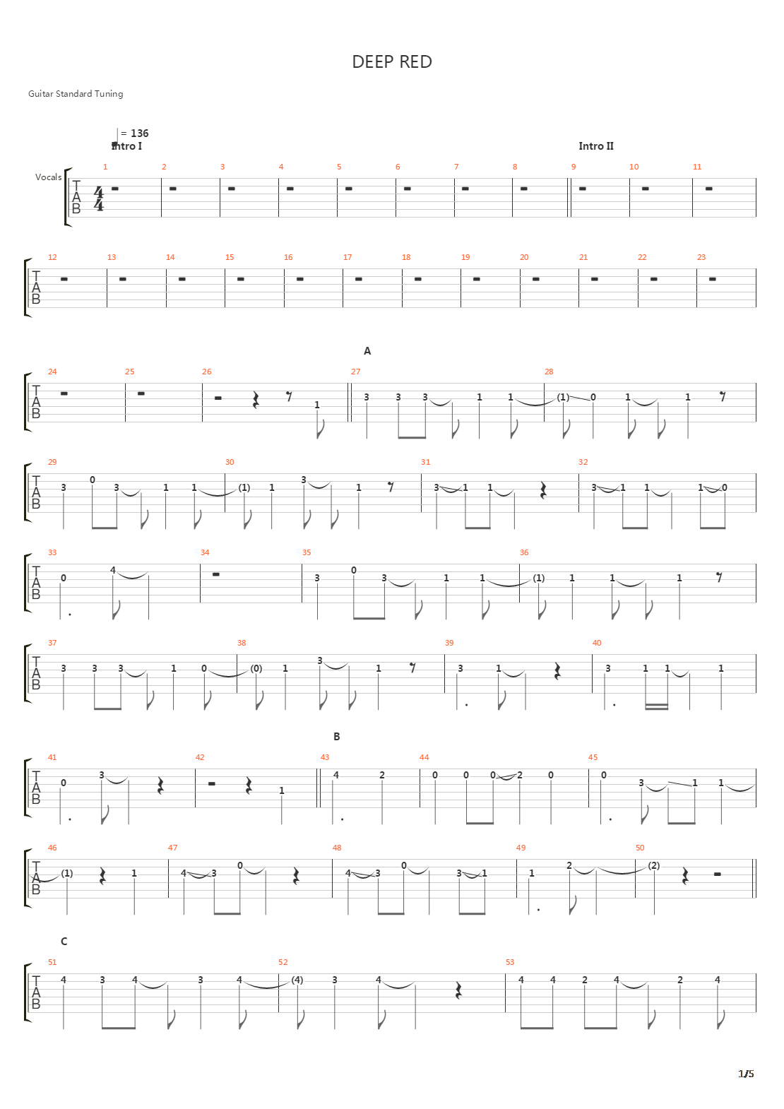 Deep Red吉他谱