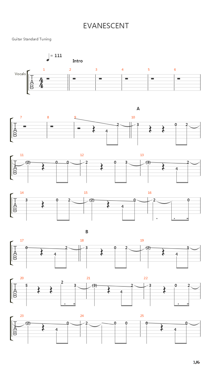 Evanescent吉他谱