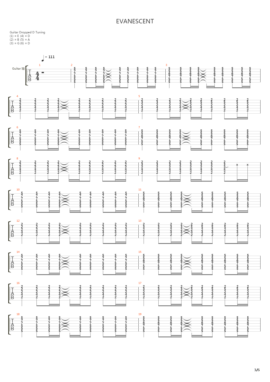 Evanescent吉他谱