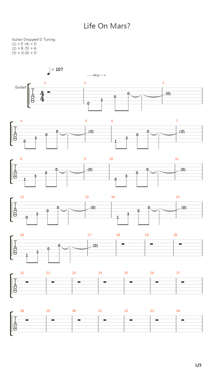 Life On Mars吉他谱