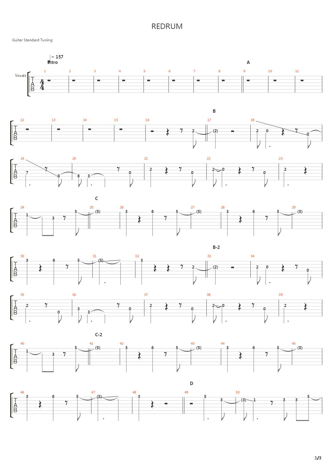 Redrum吉他谱