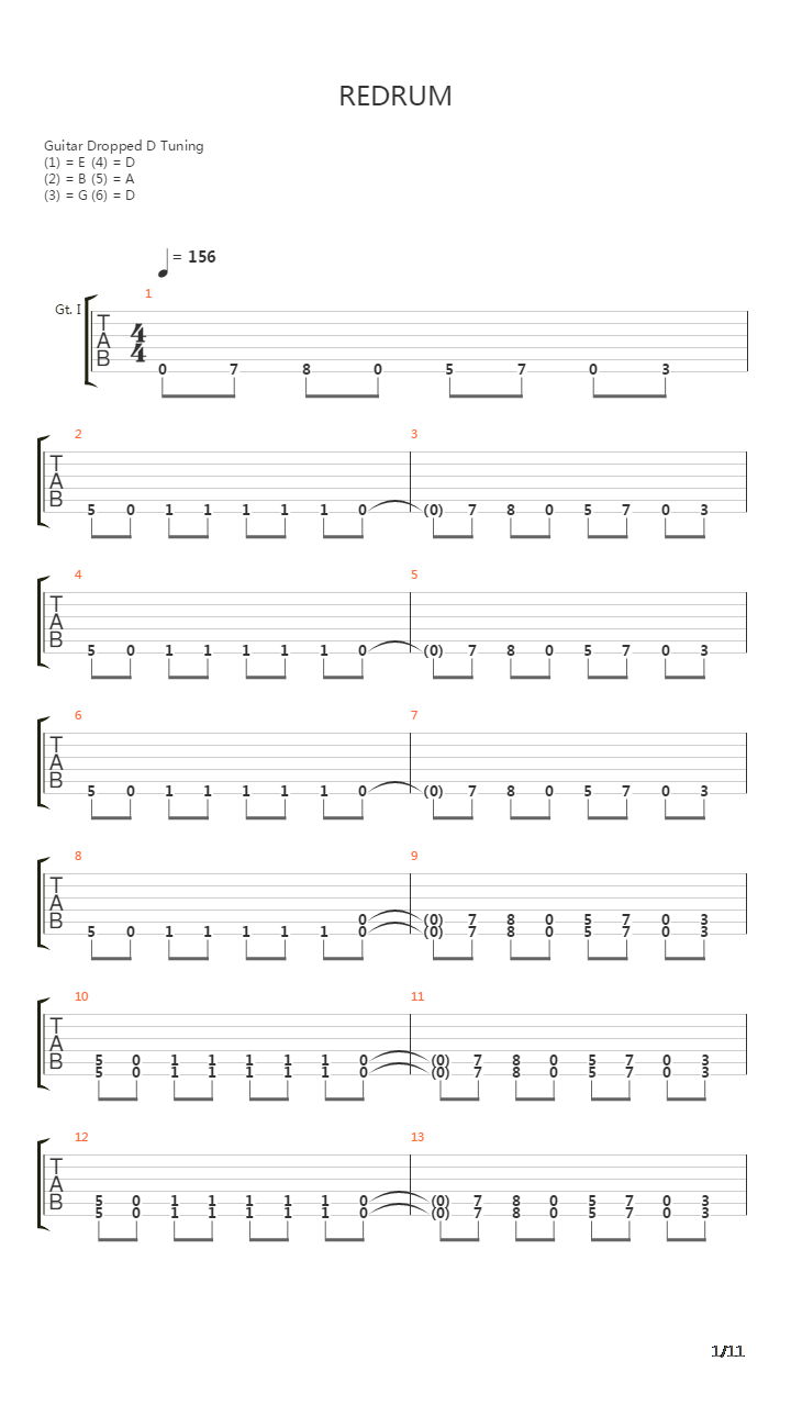 Redrum吉他谱