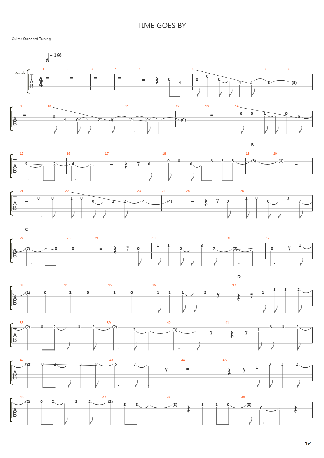 Time Goes By吉他谱