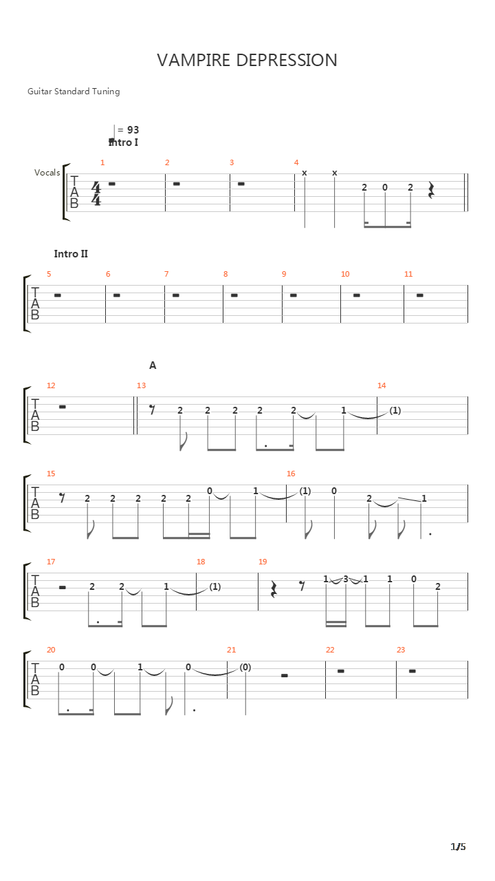 Vampire Depression吉他谱