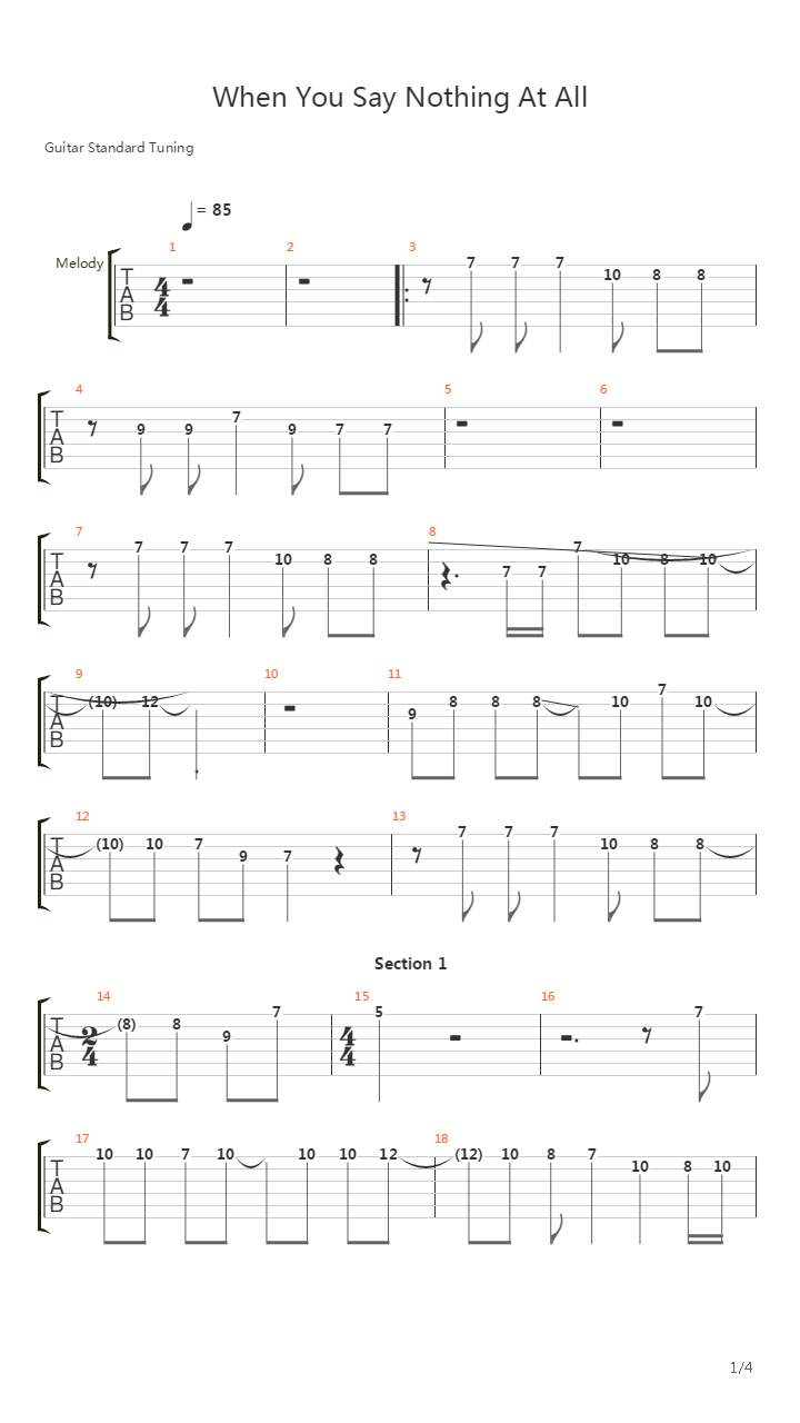 When You Say Nothing At All吉他谱