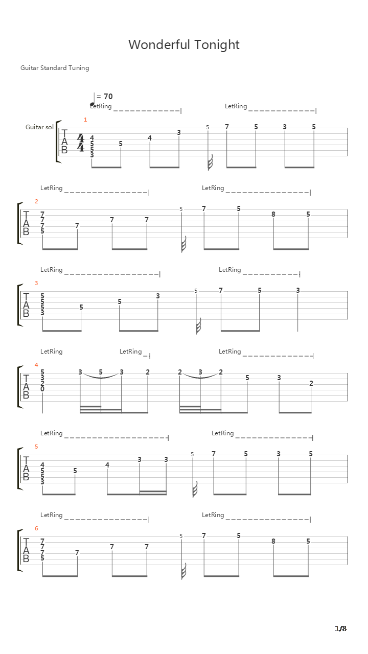 Wonderful Tonight吉他谱