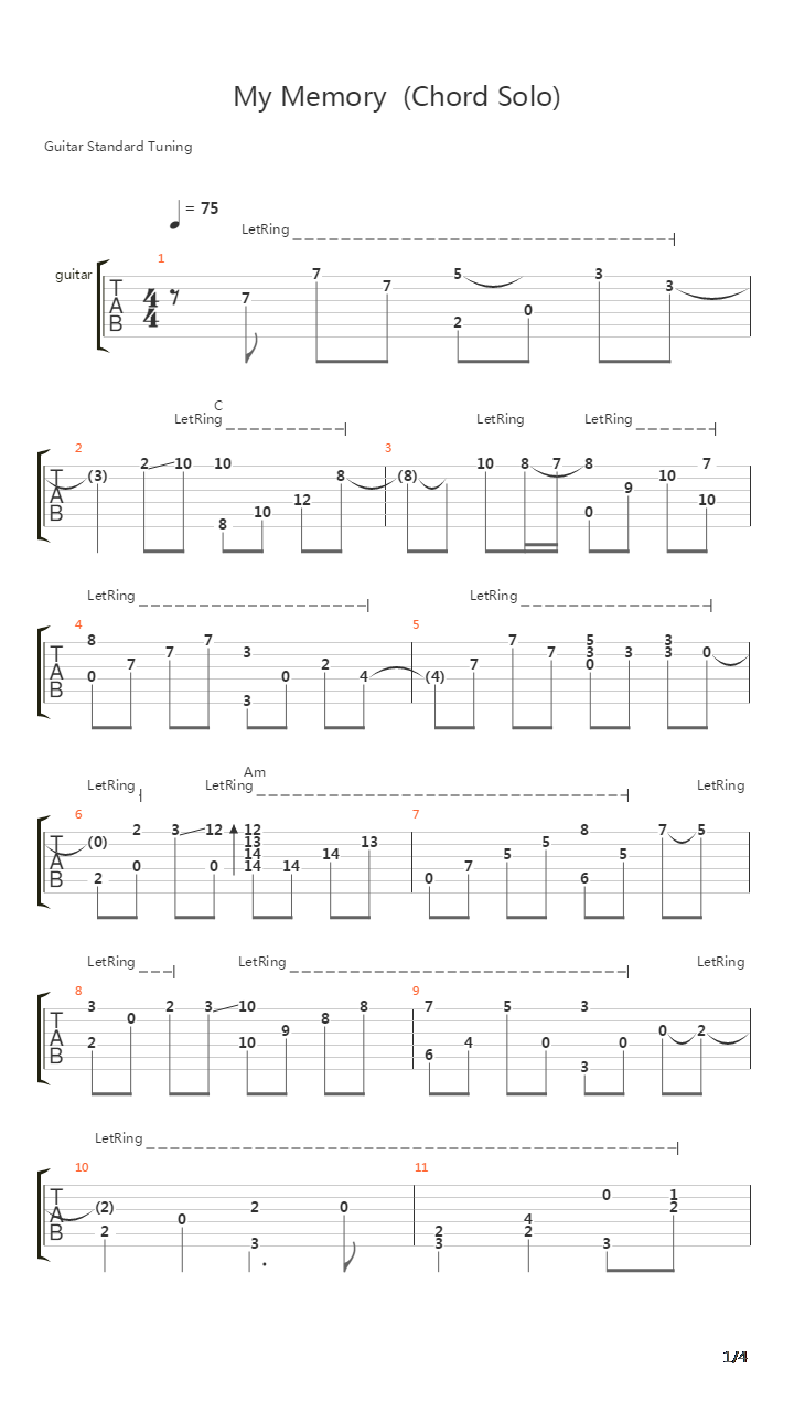 My Memory(我的回忆 冬季恋歌)吉他谱