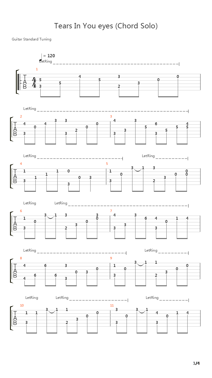 Tears in Your Eyes(冬季恋歌)吉他谱
