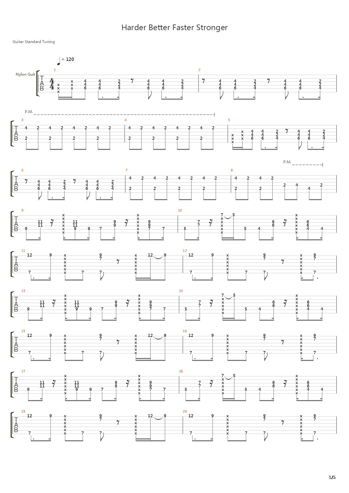 Harder Better Faster Stronger吉他谱