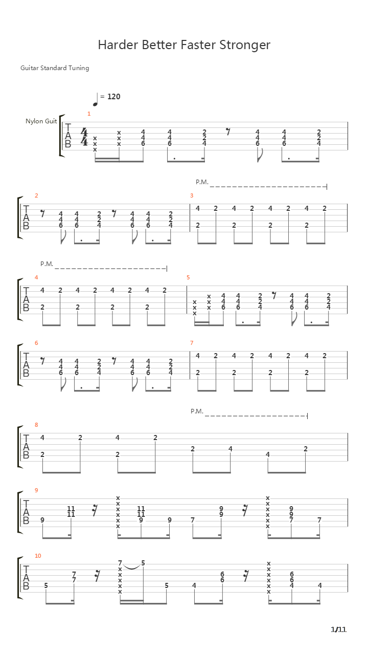 Harder Better Faster Stronger吉他谱