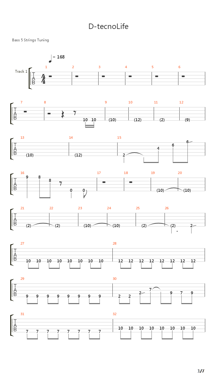 D-tecnolife吉他谱