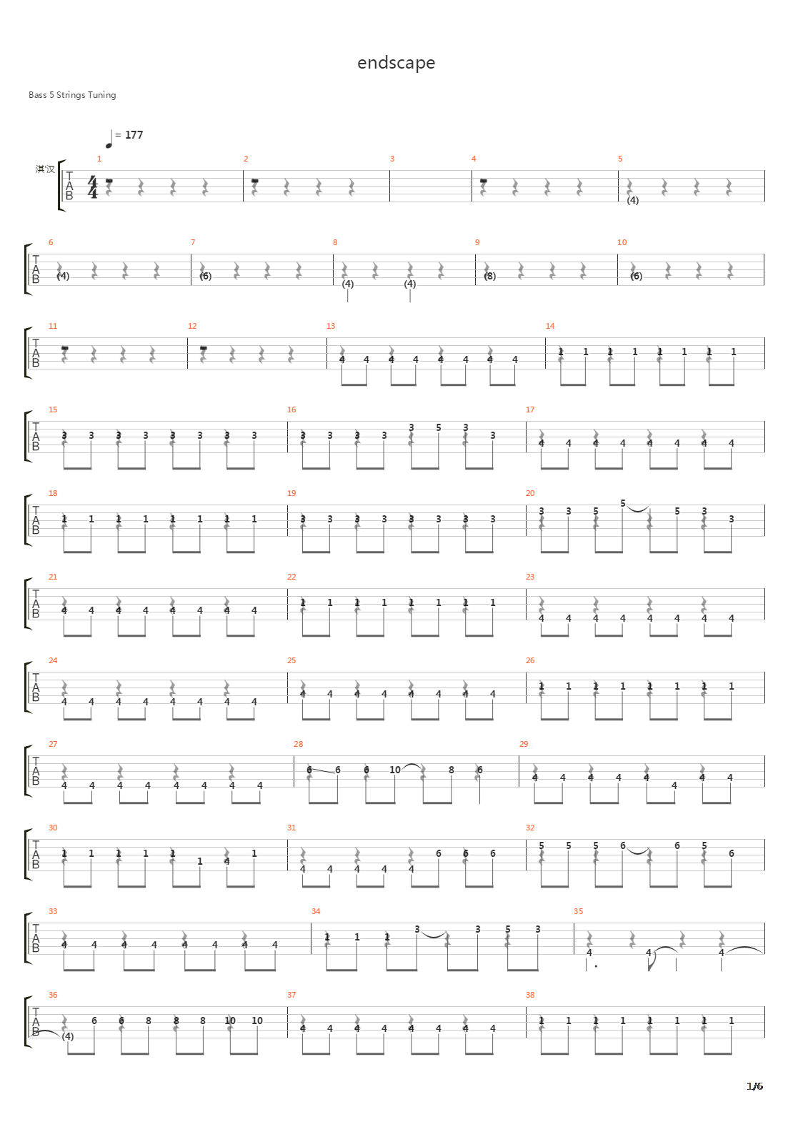 Endscape吉他谱