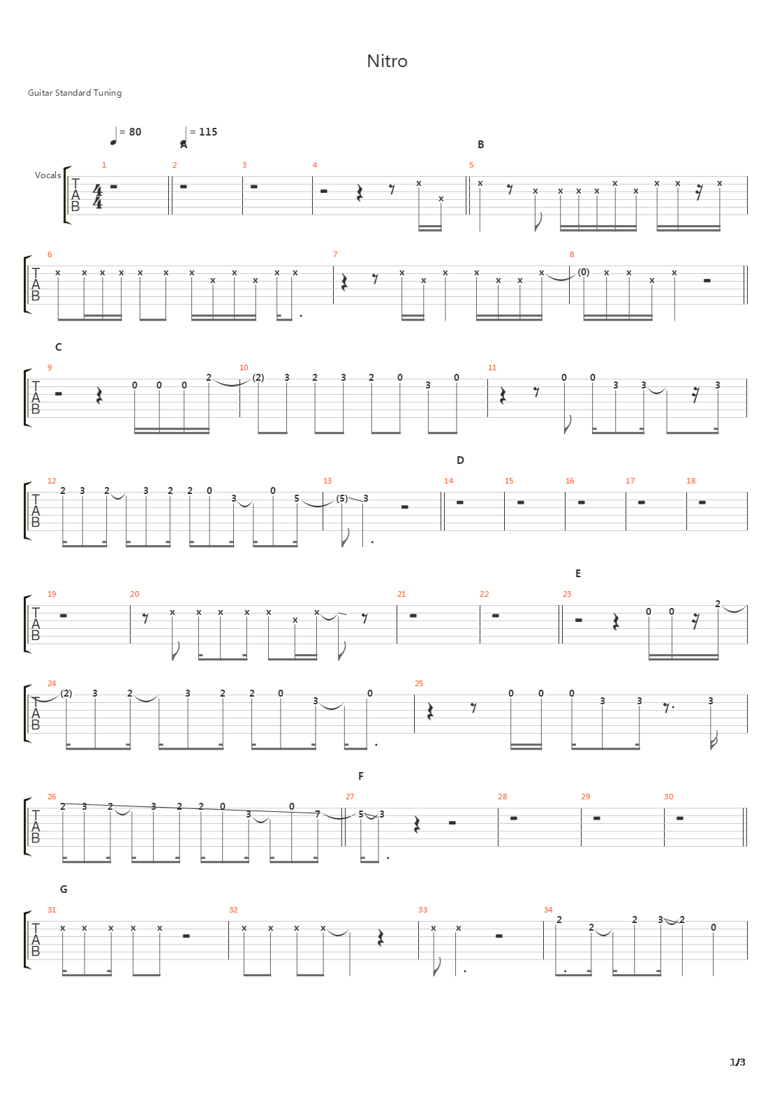 Nitro吉他谱