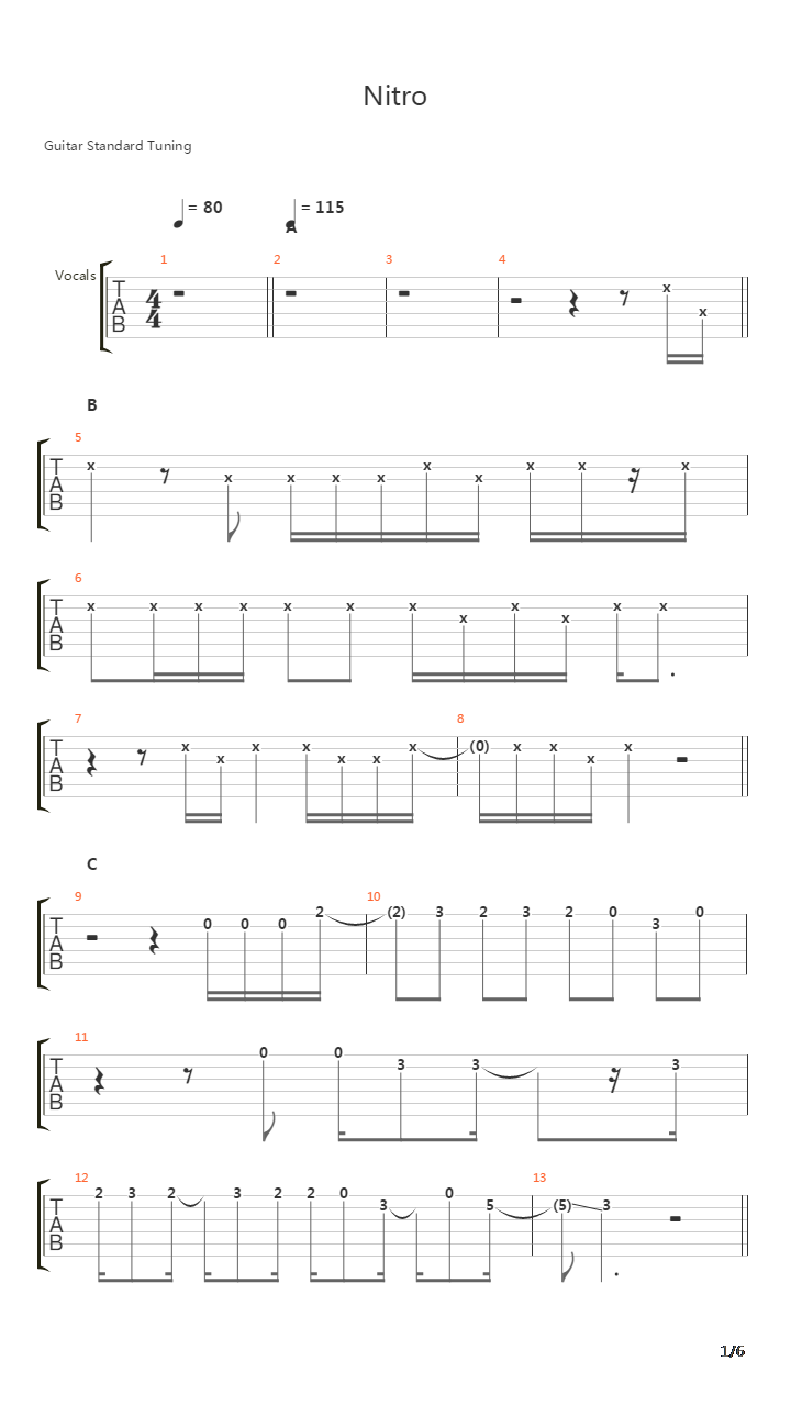 Nitro吉他谱