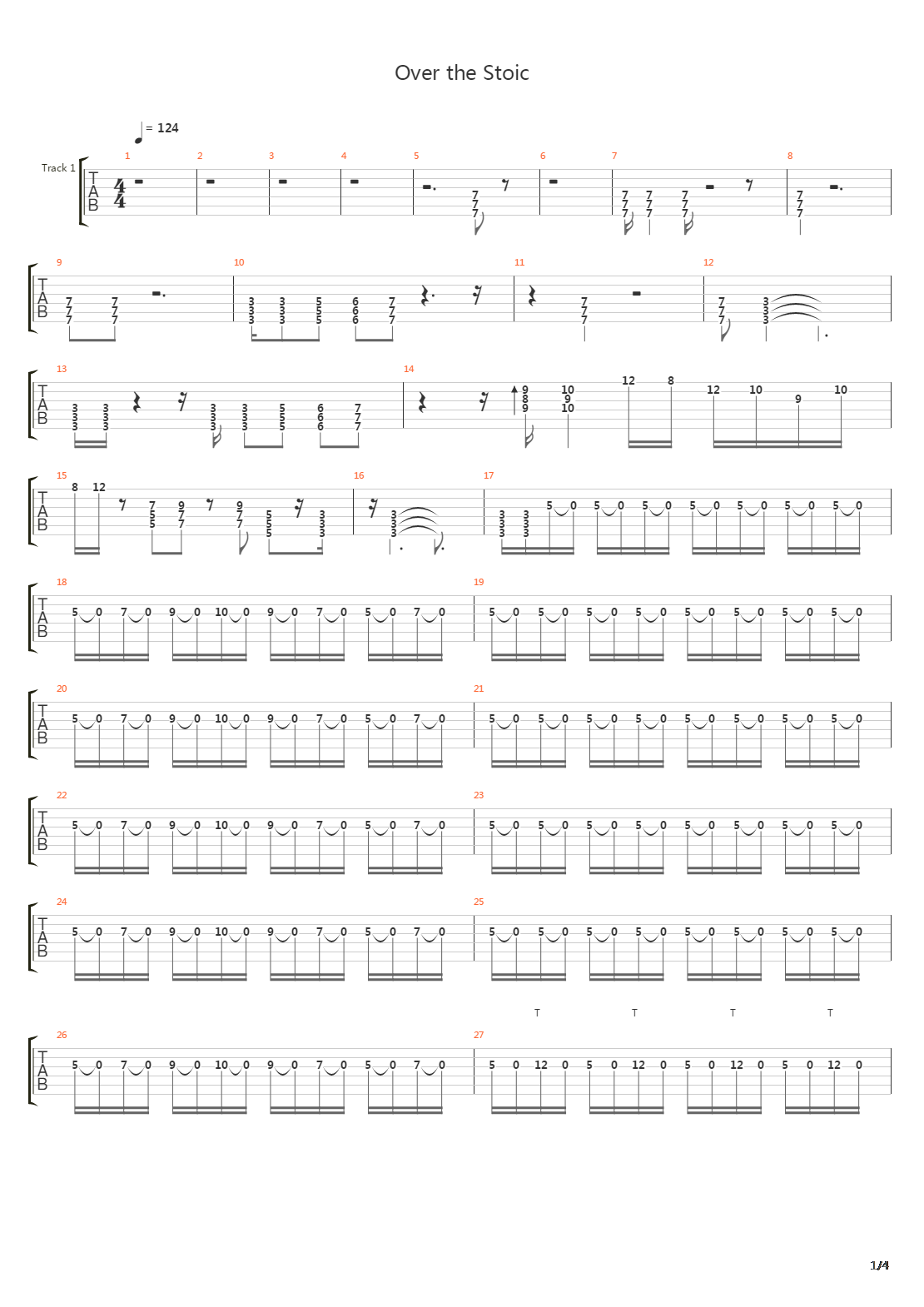 Over The Stoic吉他谱