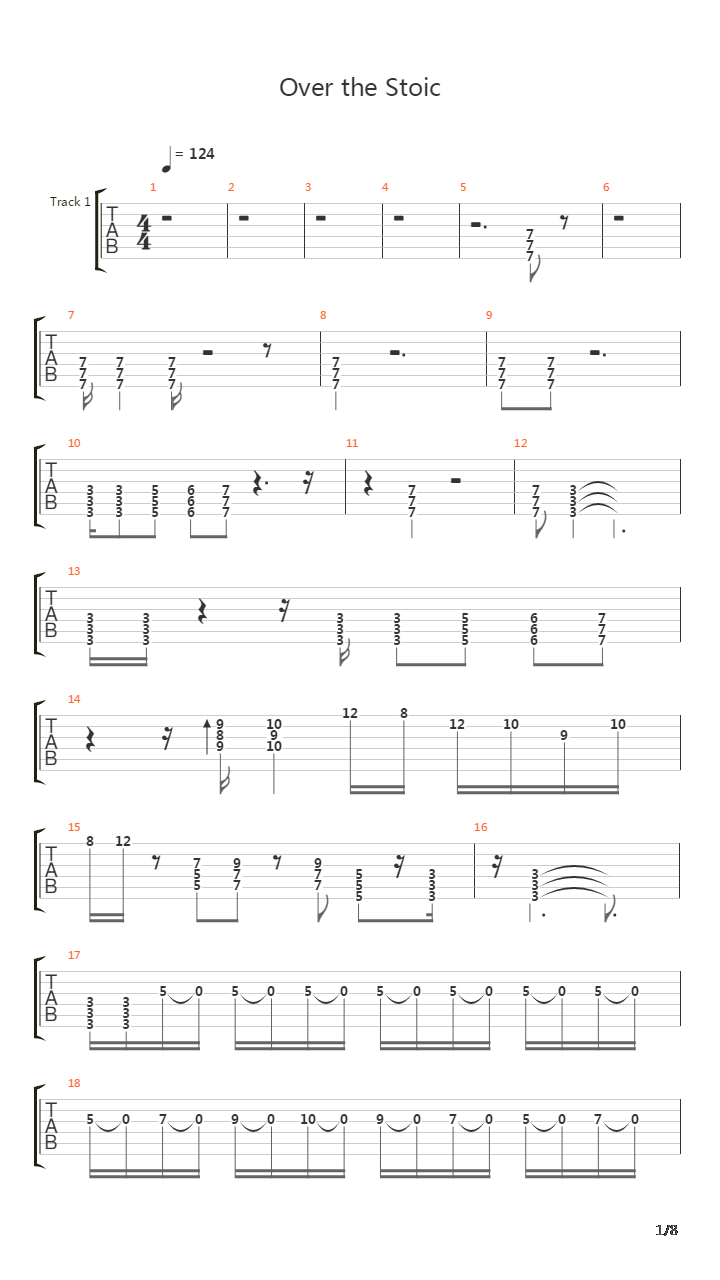 Over The Stoic吉他谱